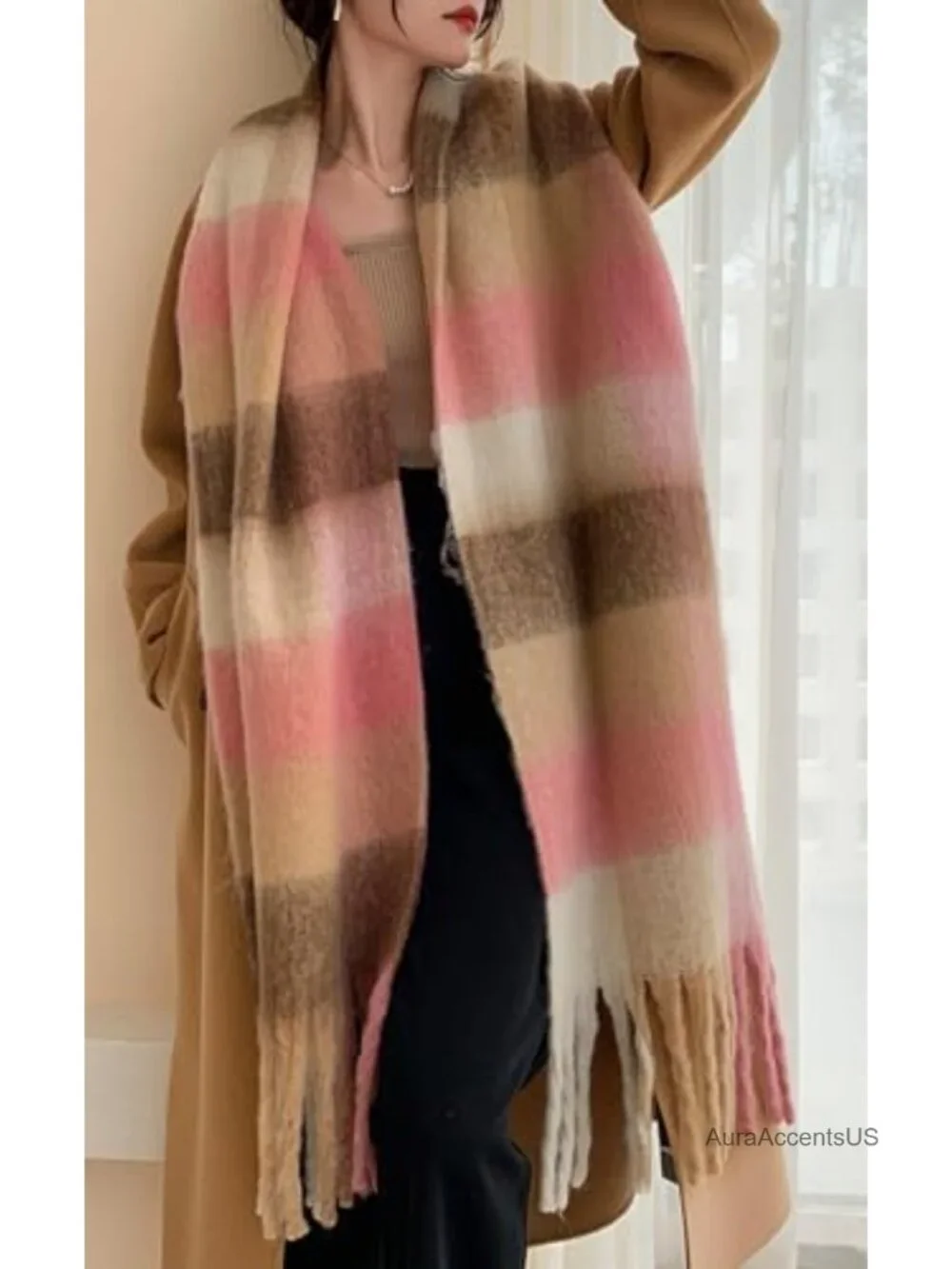 Winter Women Warm Thick Long Scarf Shawl Wrap Plaid Blanket Scarf 95in